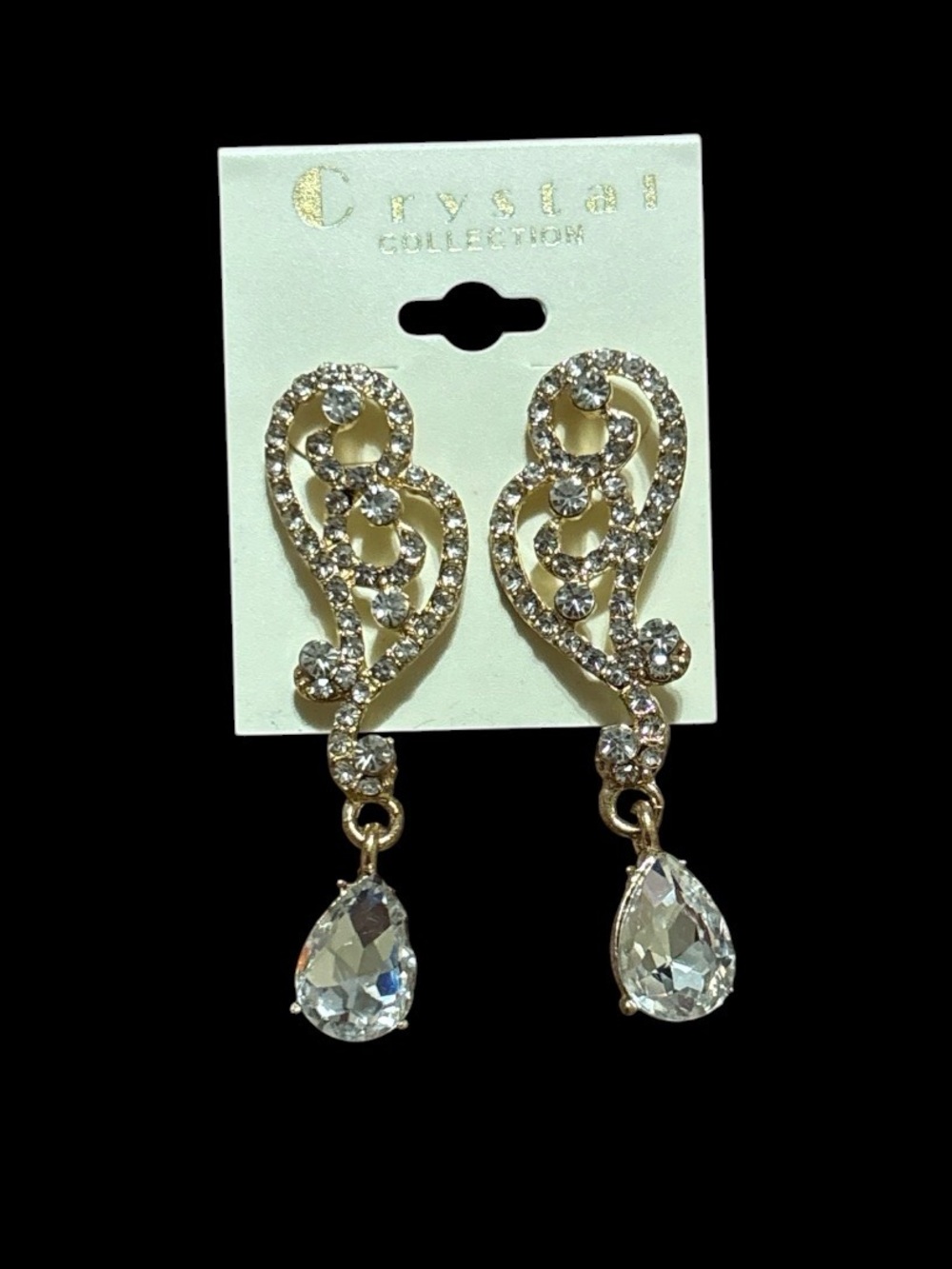 Gold-Tone Clear Crystal Drop Earrings